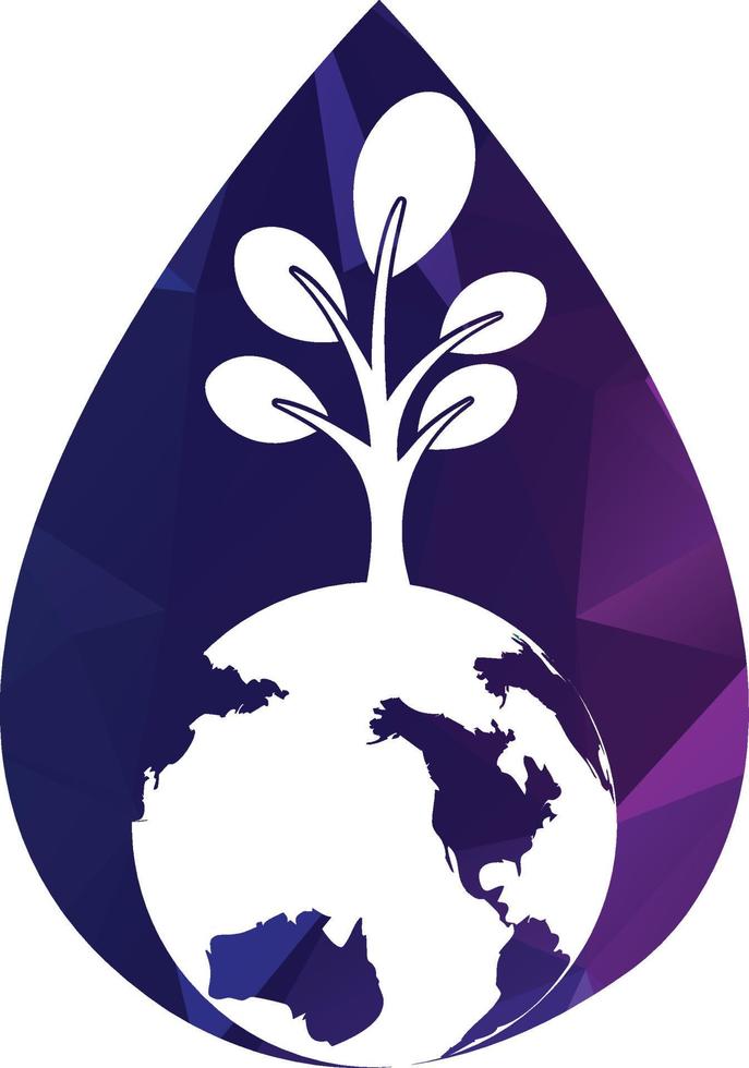 Globe tree vector logo design template. Planet and eco symbol or icon.