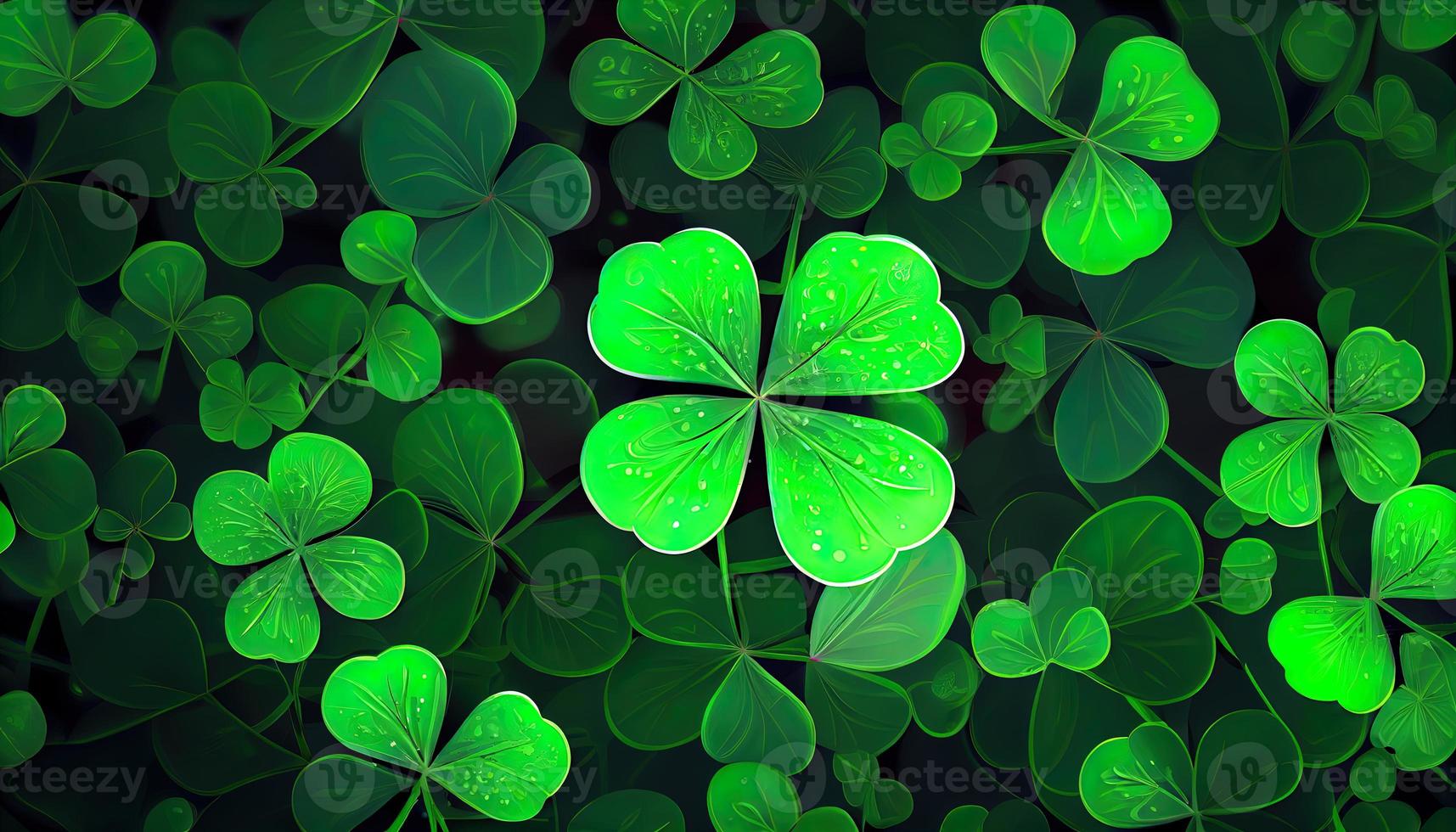 Clover background for St. Patrick Day. Ai render. photo