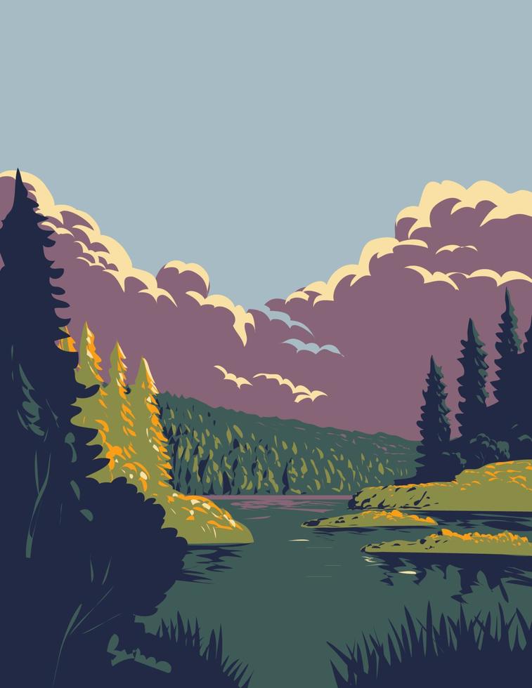 Terra Nova National Park in Newfoundland and Labrador Canada WPA Poster Art vector