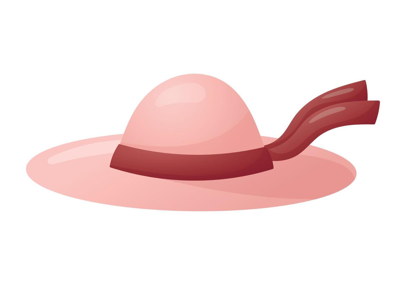 vector aislado ilustración en blanco antecedentes. dibujos animados linda hembra rosado sombrero con amplio borde y cintas icono para diseño en el tema de de niña ropa.