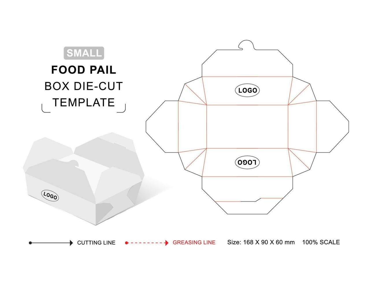 comida cubo caja pequeño morir cortar modelo vector