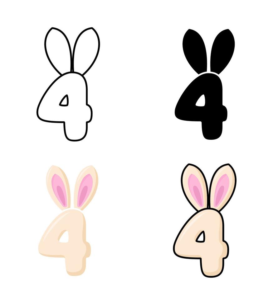 Number 4 in flat style isolated vector