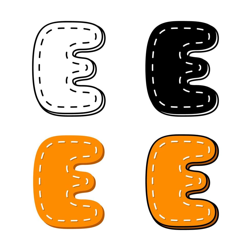 Alphabet E in flat style isolated vector