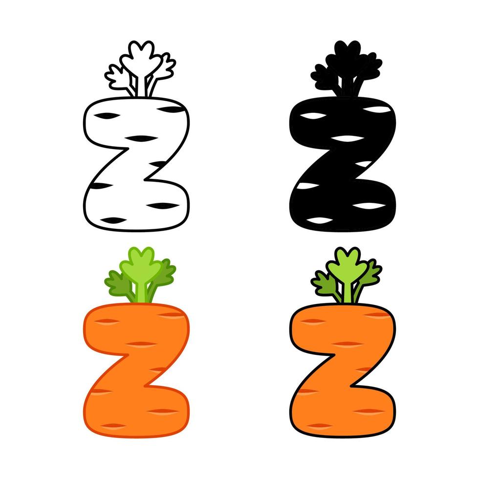 Alphabet Z in flat style isolated vector