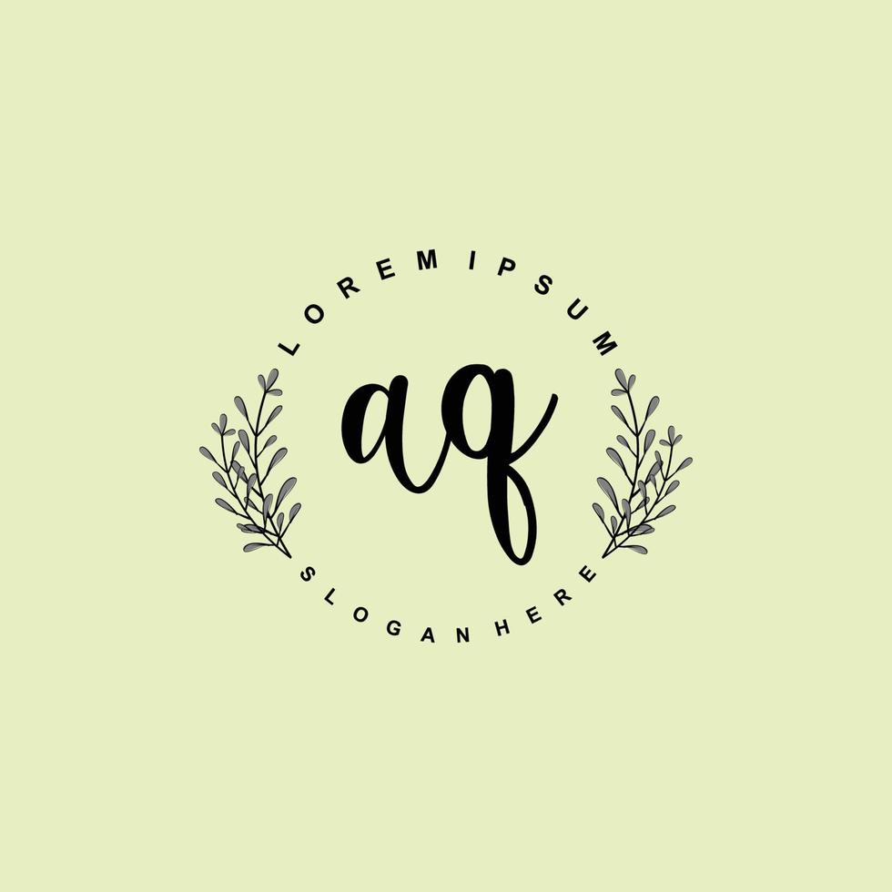 AQ Initial beauty floral logo template vector