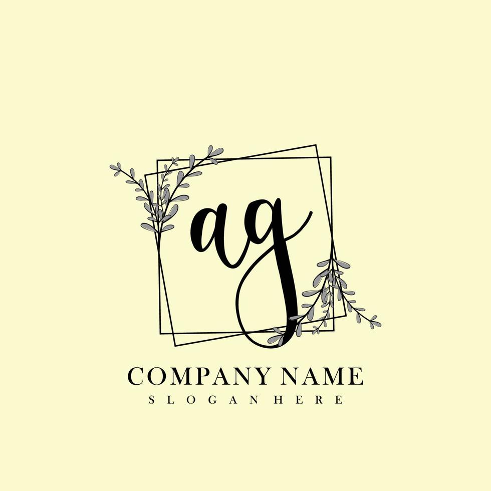 AG Initial beauty floral logo template vector