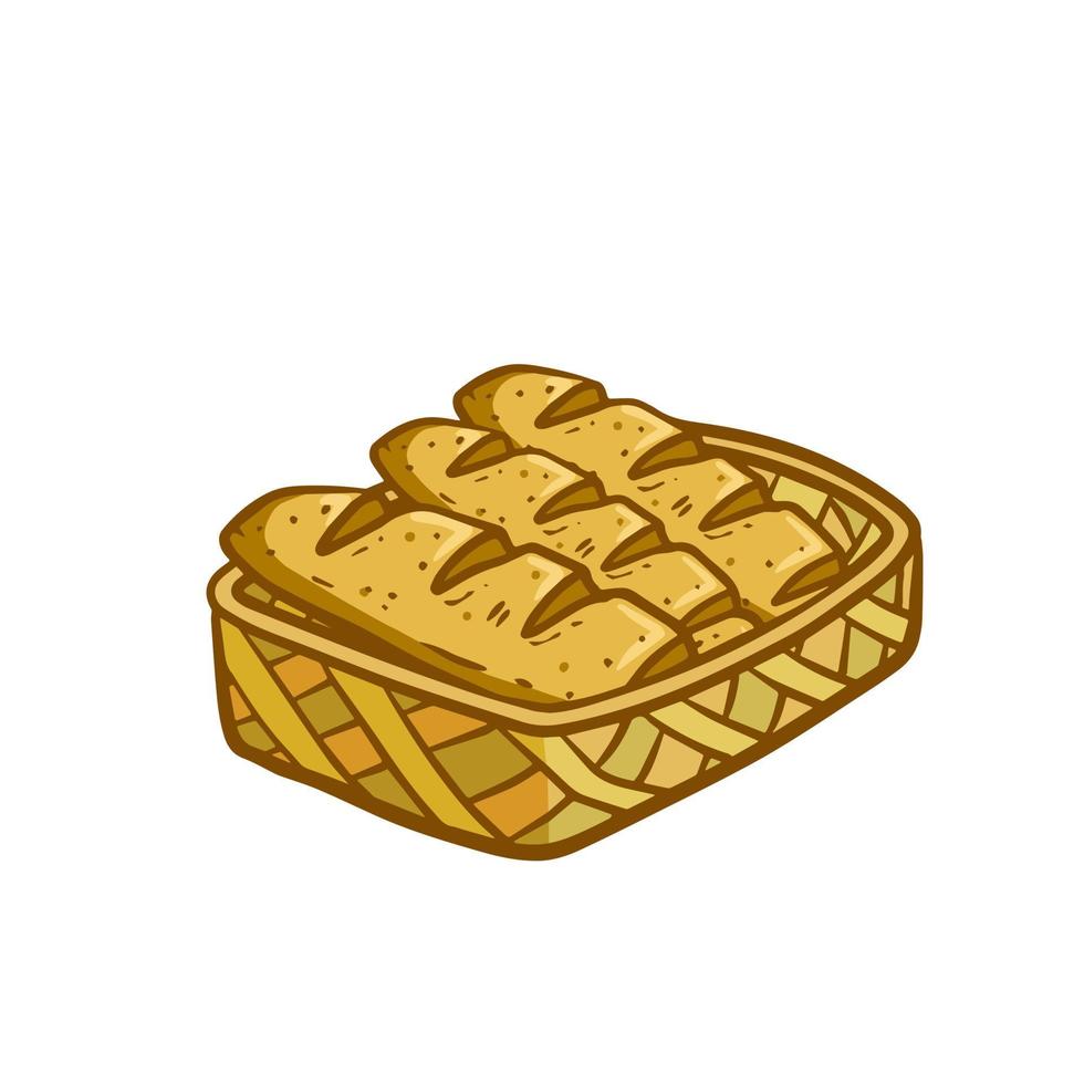 Bread. Cartoon drawn loaf. Retro Icon of the bakery. Food from cereals. Farm natural product. vector