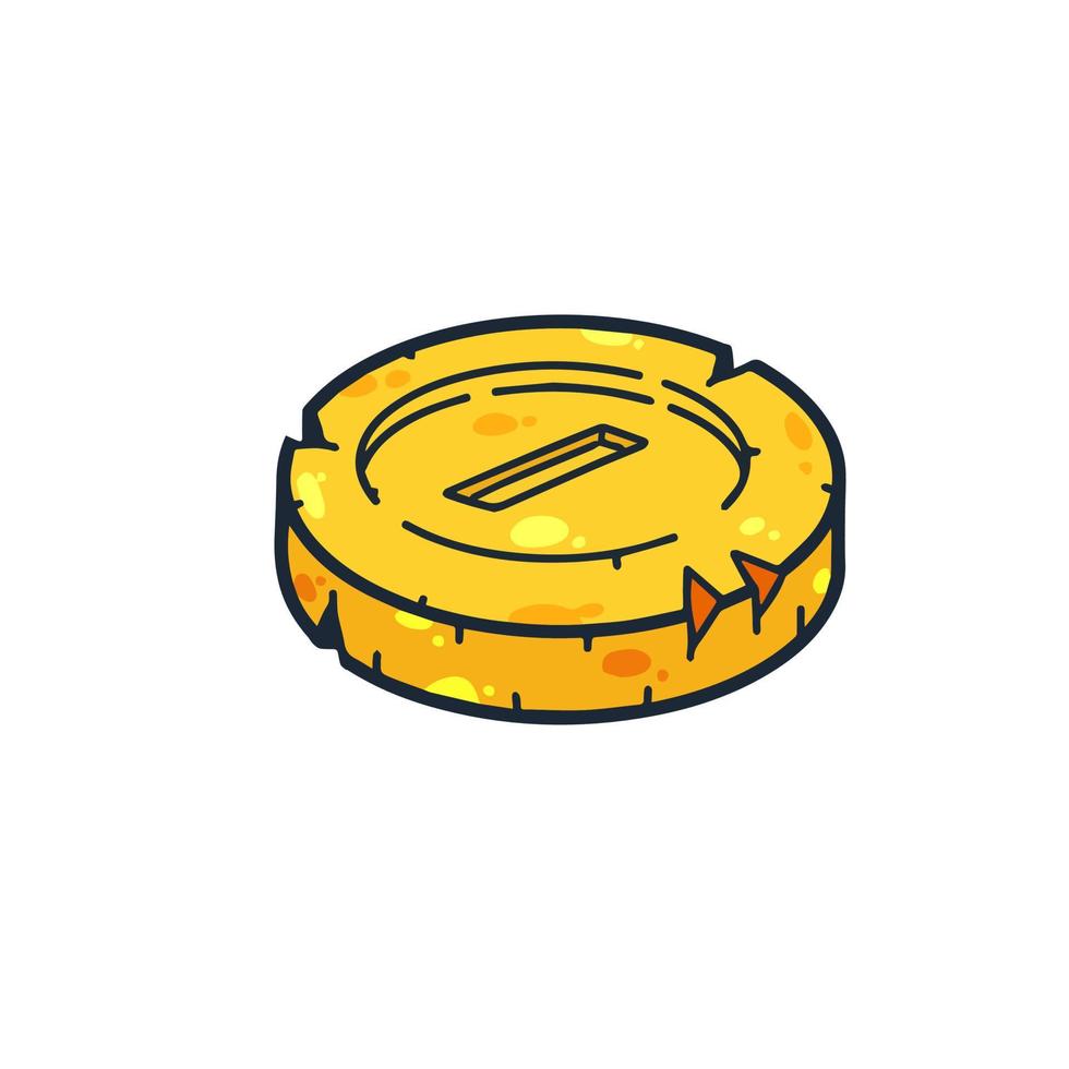 oro moneda. contorno dibujos animados icono de dinero y tesoro. concepto de ganancias y riqueza vector