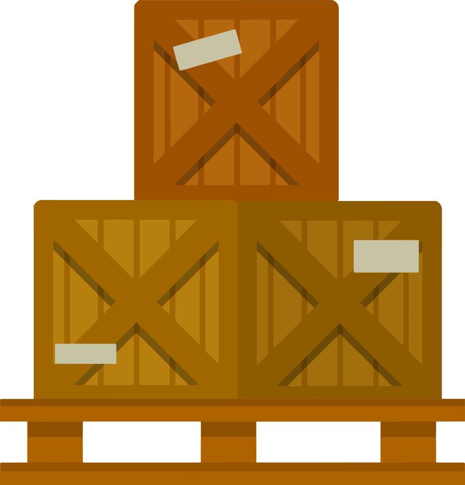 Package on wooden pallet. Bunch of boxes. Cartoon flat illustration. Stand for cargo. Transportation and shipping. vector