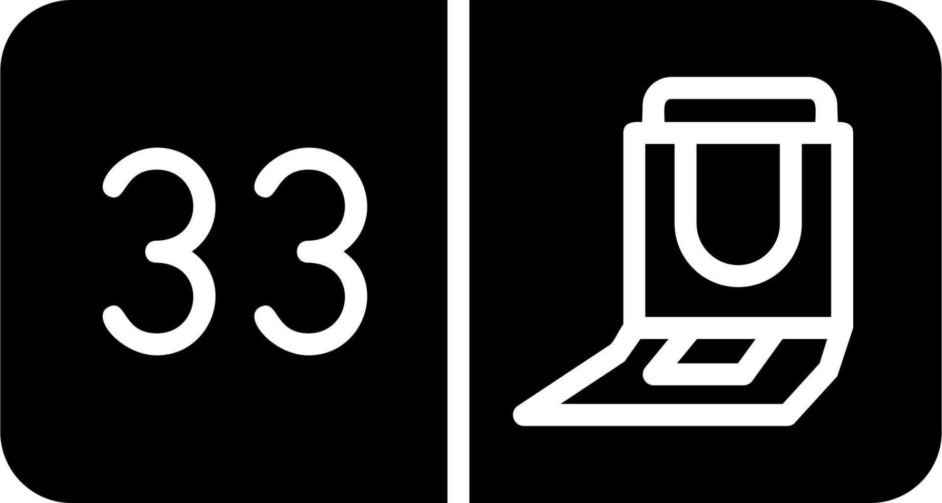 Seat Number Thirty Three Vector Icon