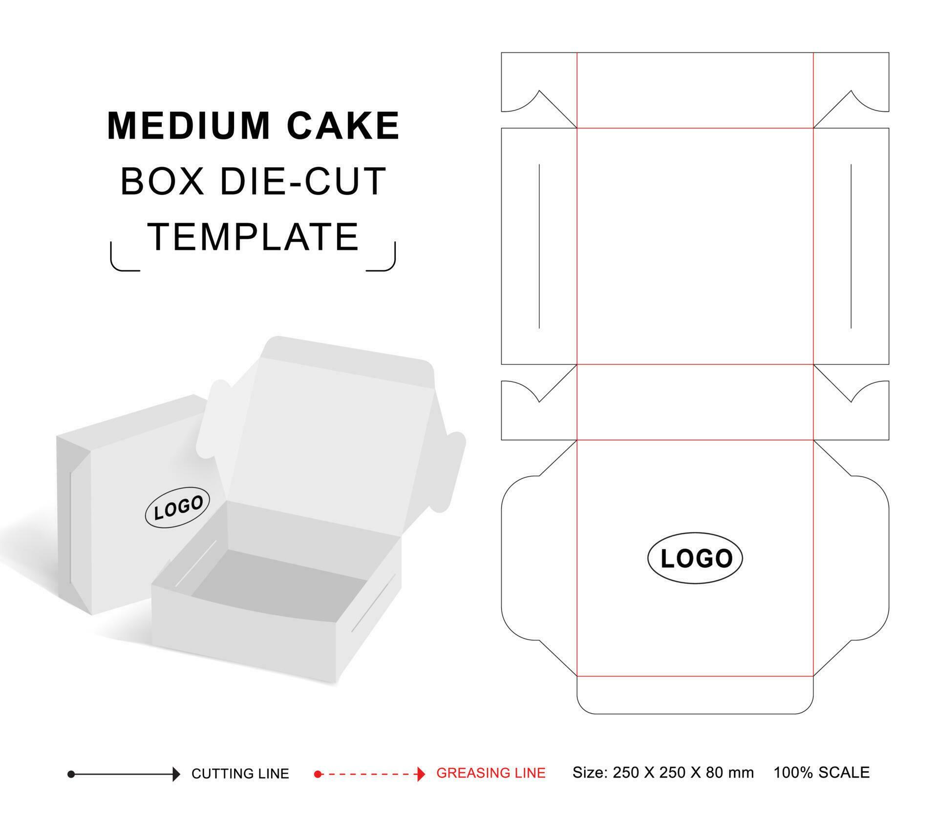 Cake box die cut template, Medium Cake box keyline 22133457 Vector Art Cake box die cut template, Medium Cake box keyline 22133457 Vector Art