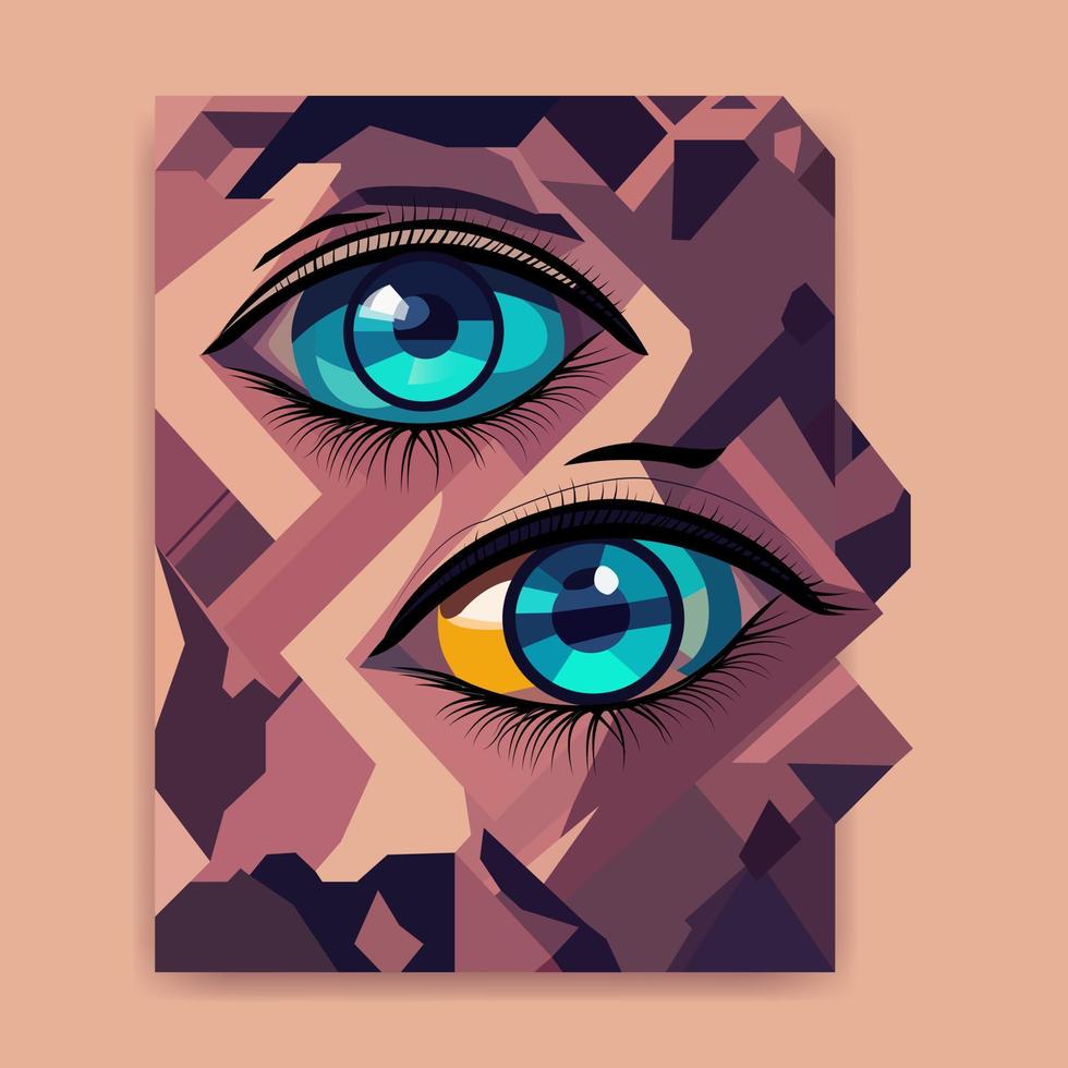 eye in abstract art style, cubic style for poster, banner or background, vector illustration