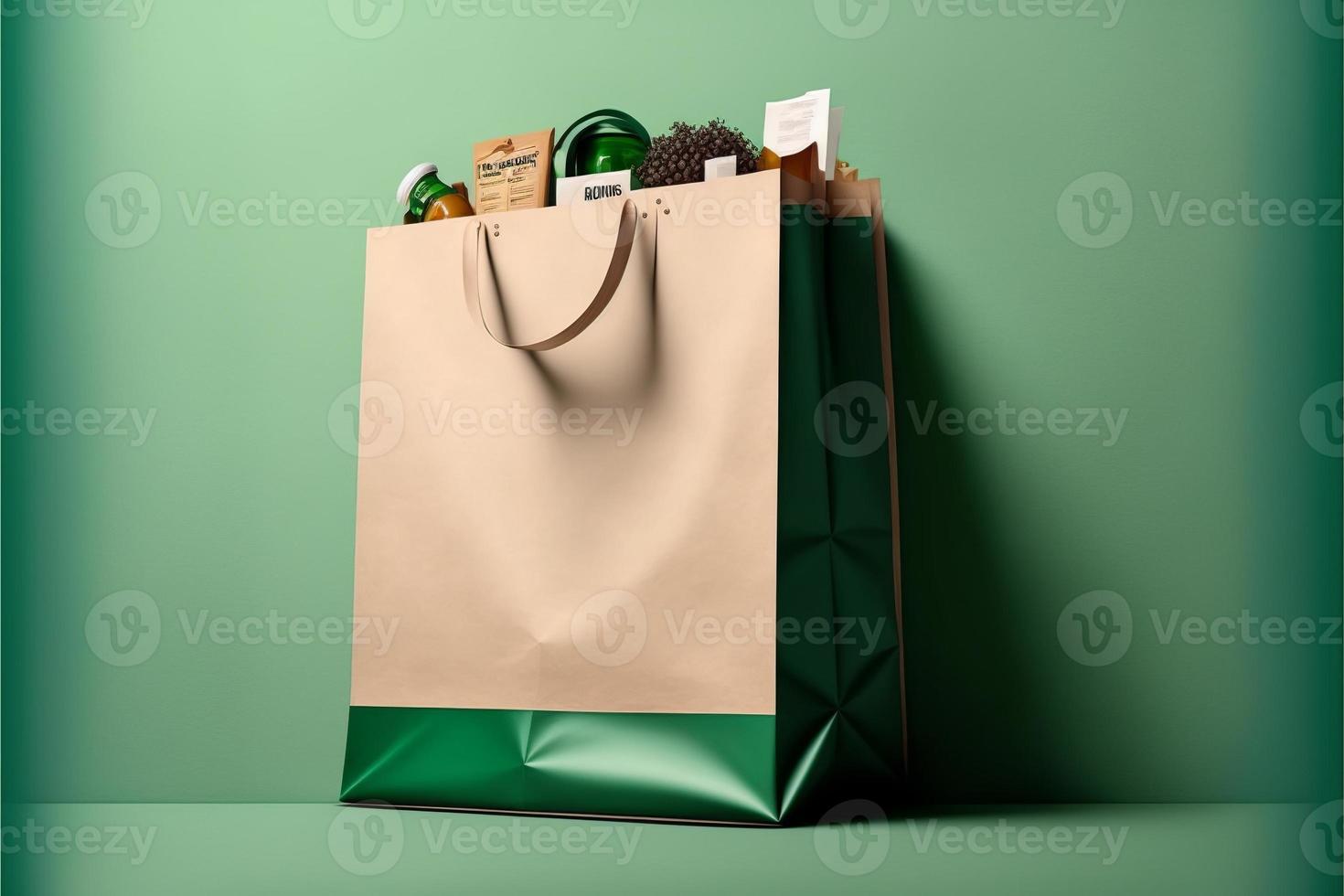 Shopping bags, background. Digital illustration AI photo