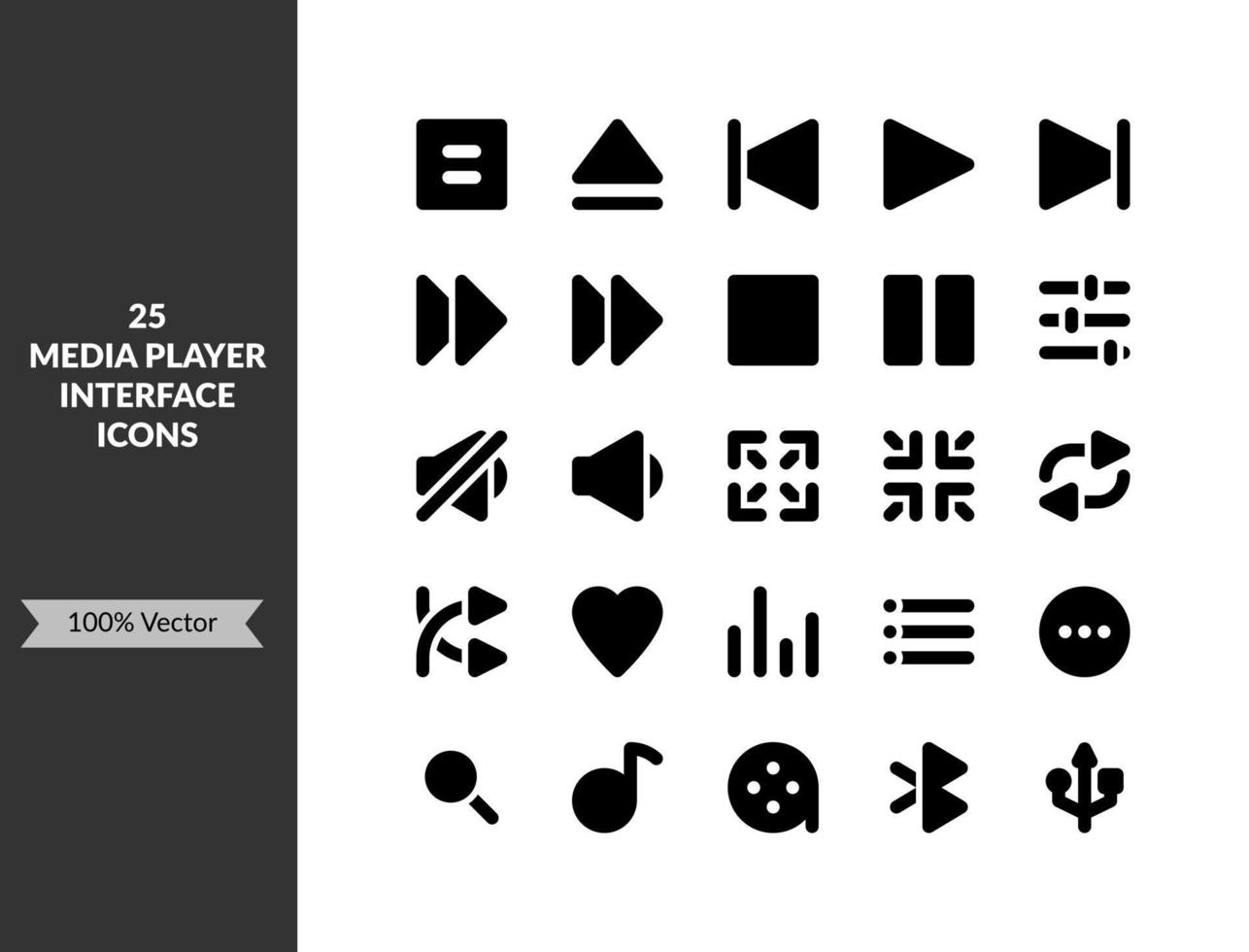 simple media player interface icons blue gradient vector