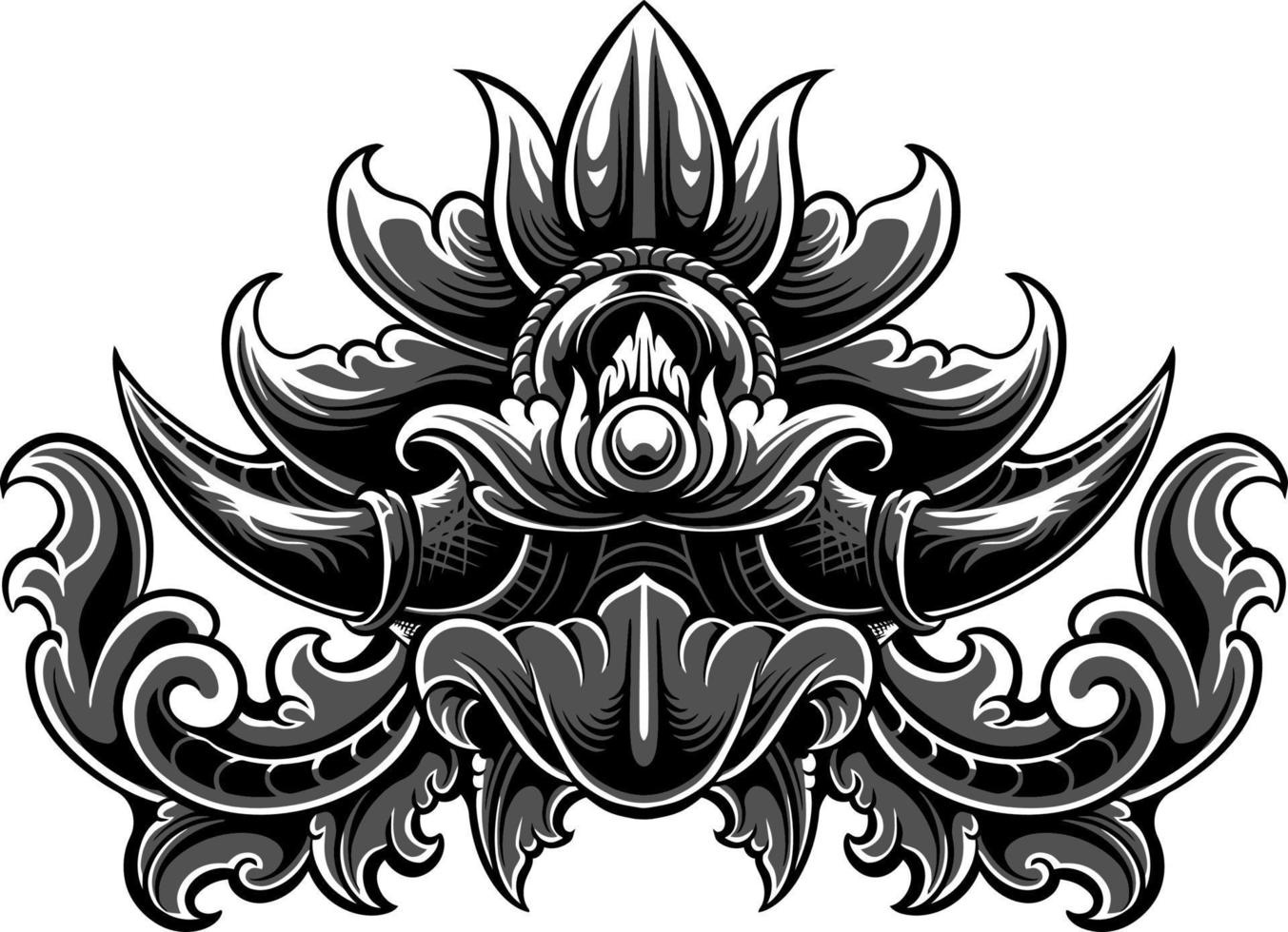 Line art of beautiful carved decorative ornament vector