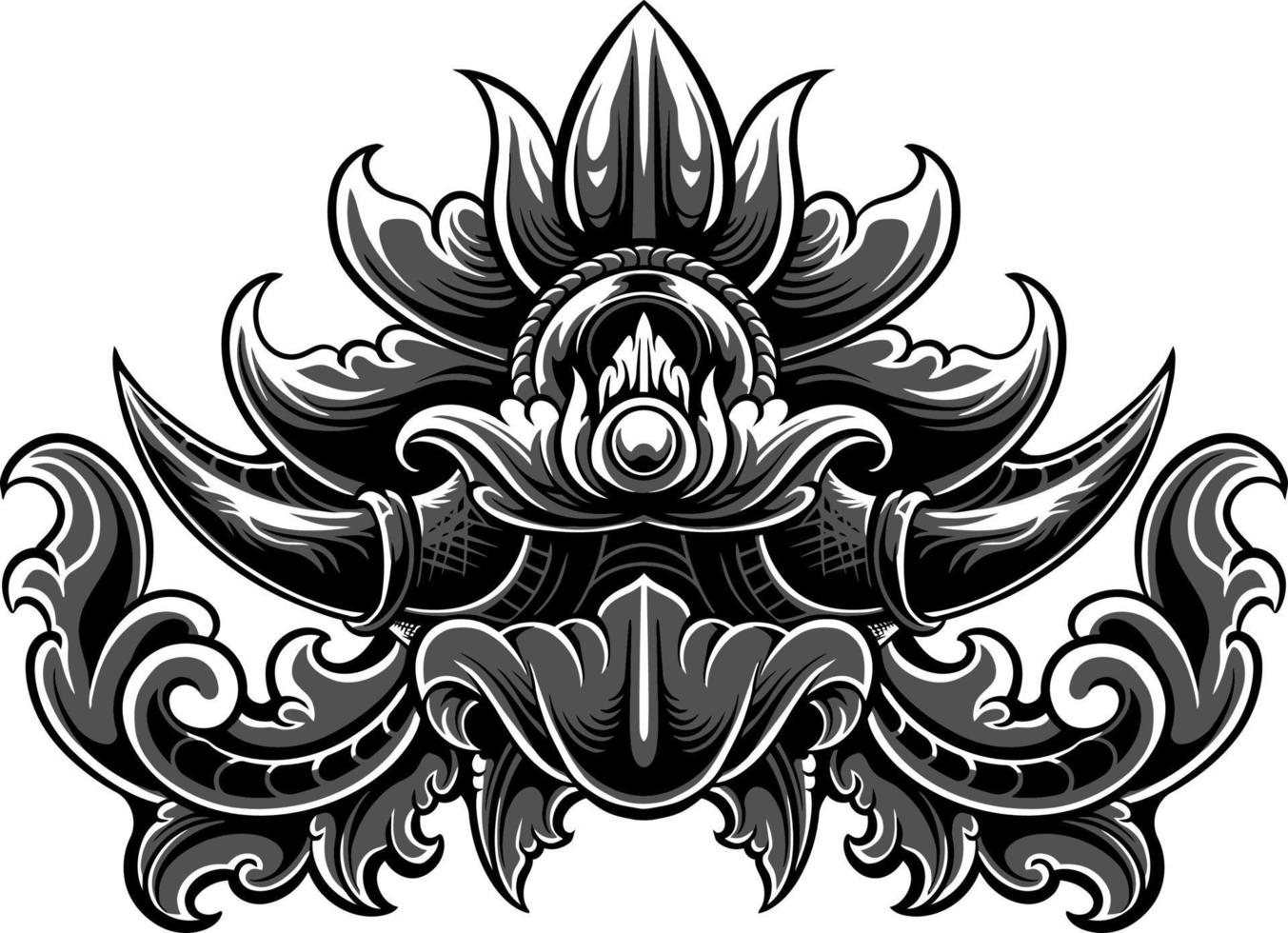 Line art of beautiful carved decorative ornament vector