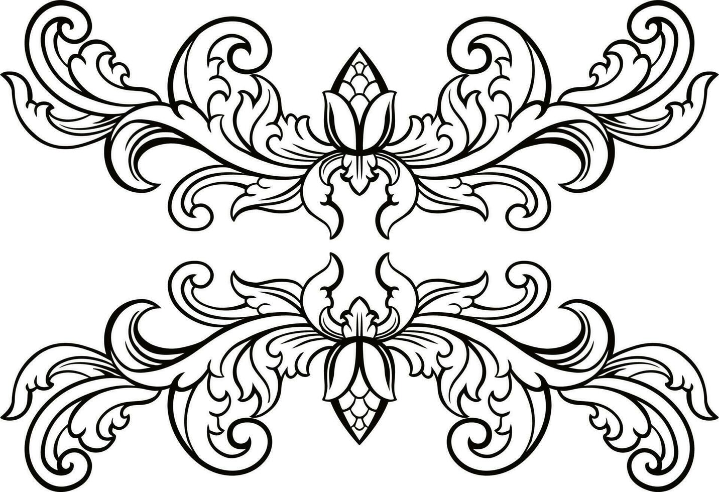 Line art of beautiful carved decorative ornament vector