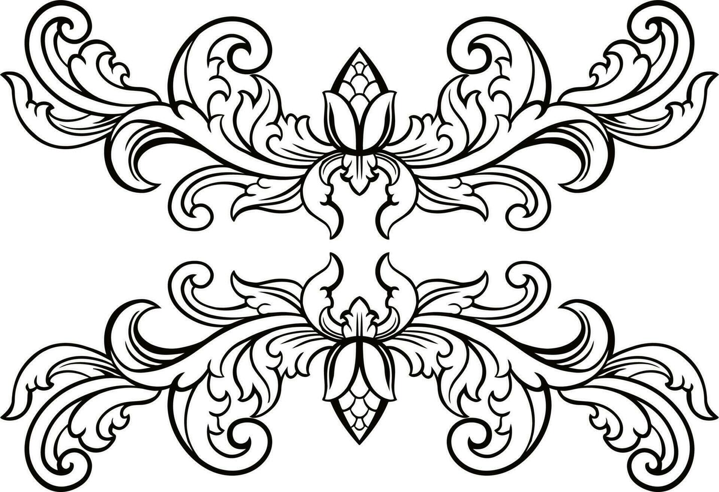 línea Arte de hermosa tallado decorativo ornamento vector