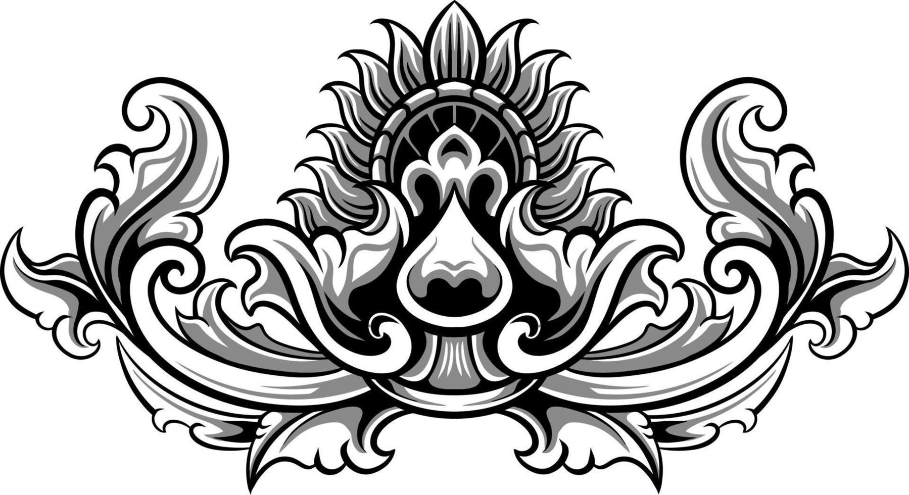 Line art of beautiful carved decorative ornament vector
