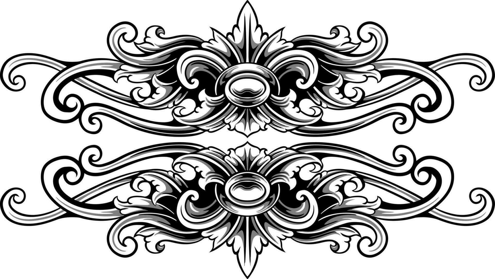 Line art of beautiful carved decorative ornament vector