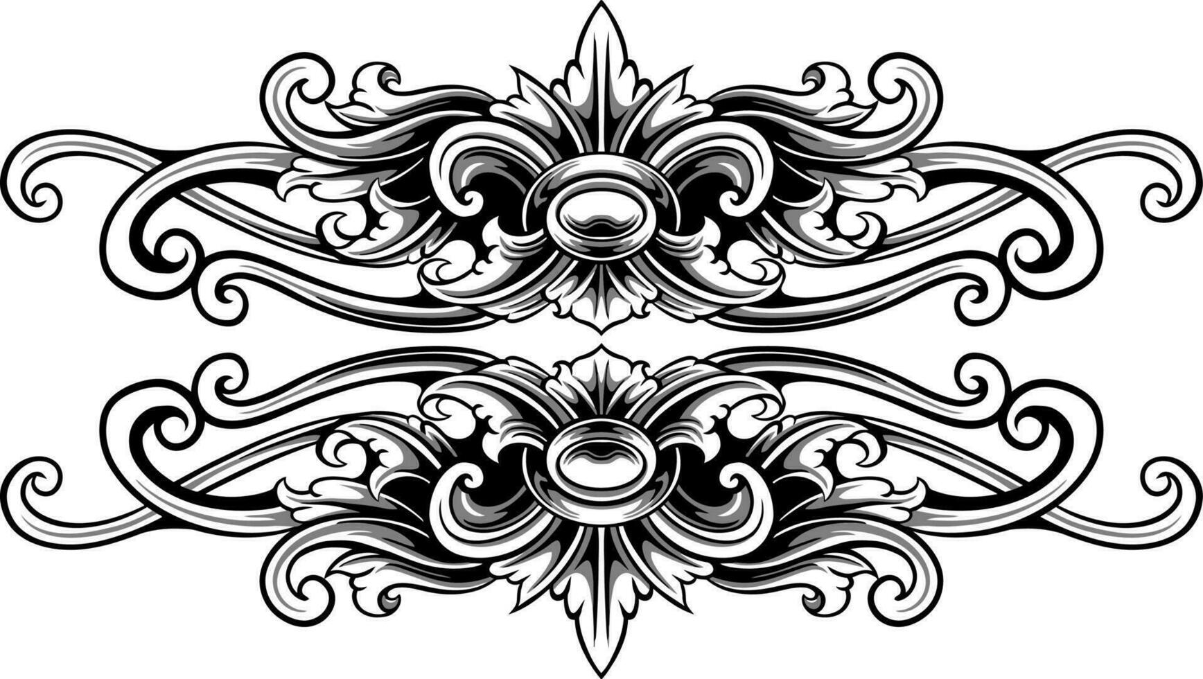 Line art of beautiful carved decorative ornament vector