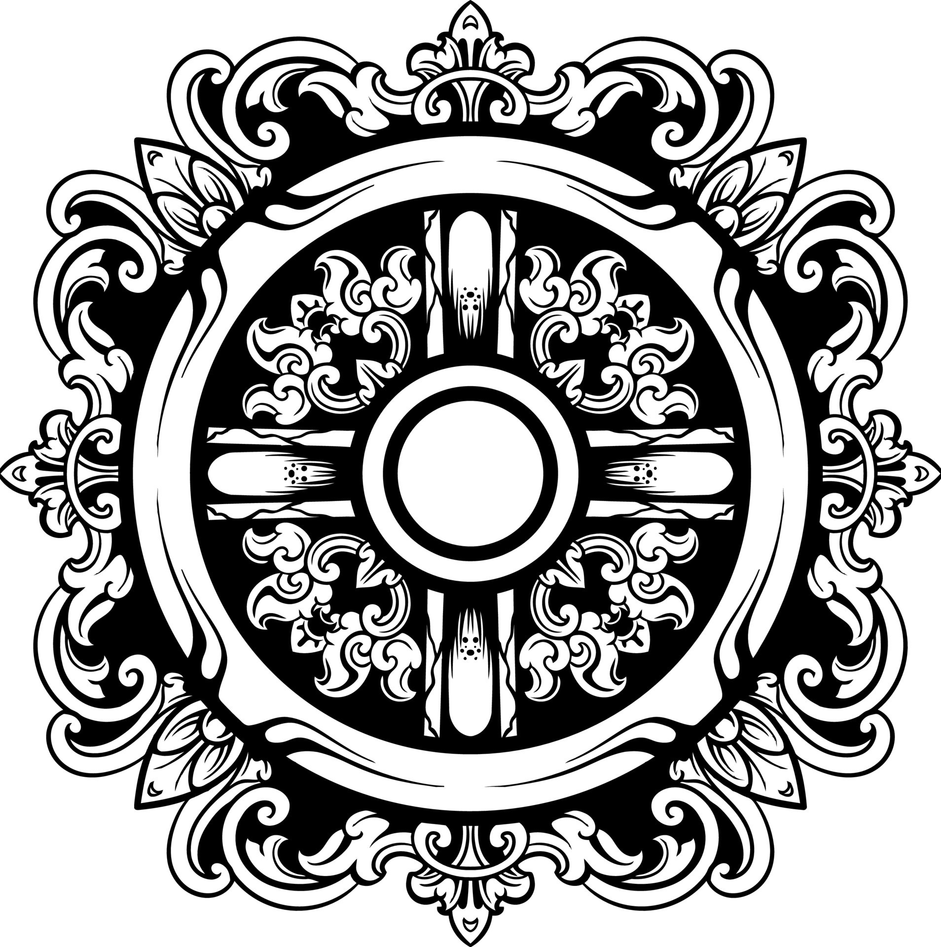 Line art of beautiful carved decorative ornament 22134943 Vector Art at