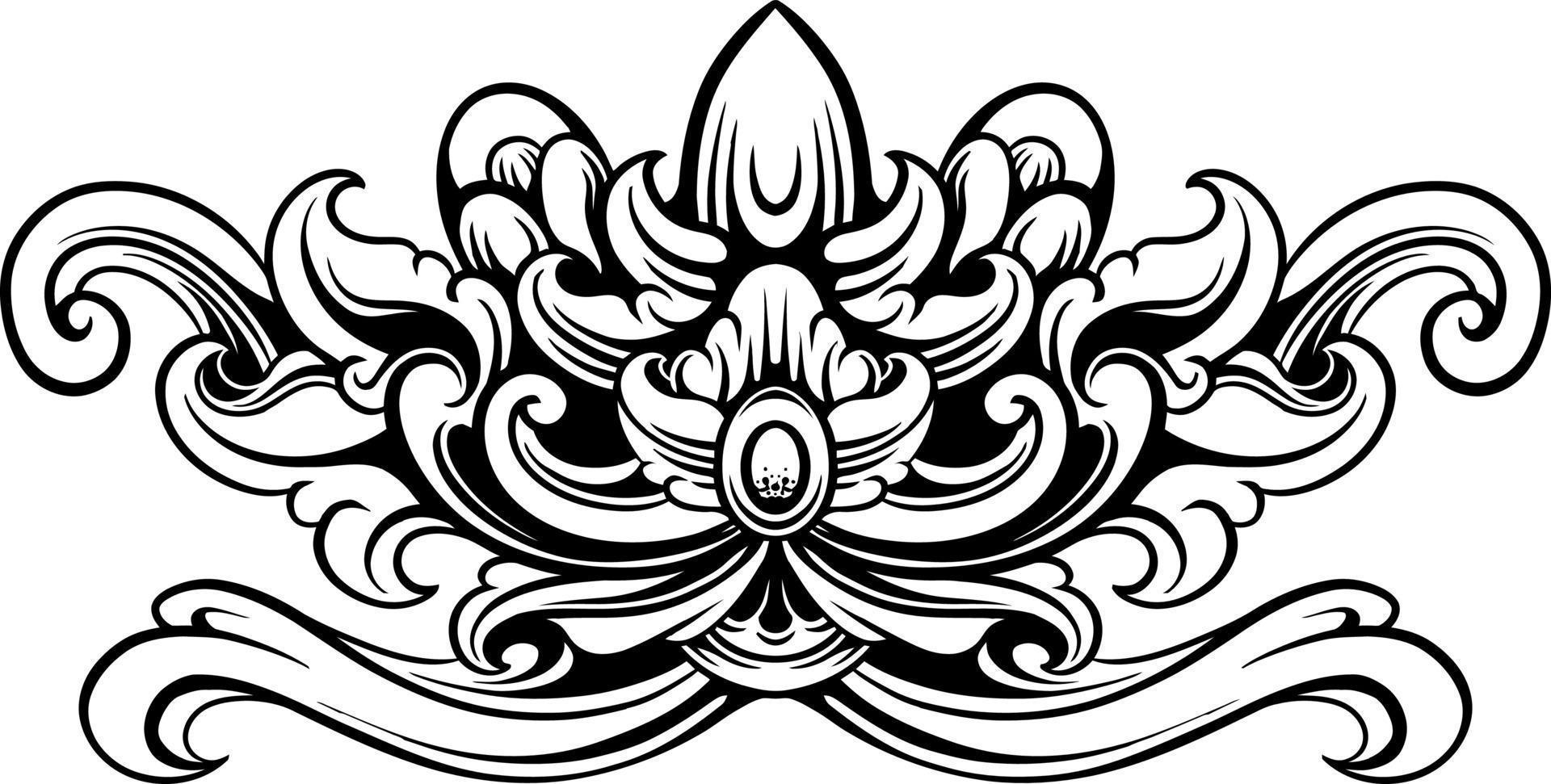 Line art of beautiful carved decorative ornament vector