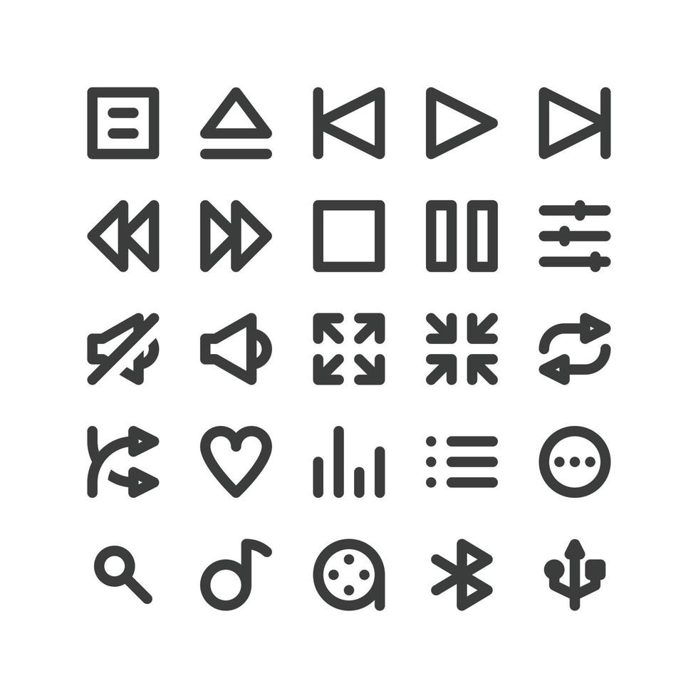 set of media player ui icon vector