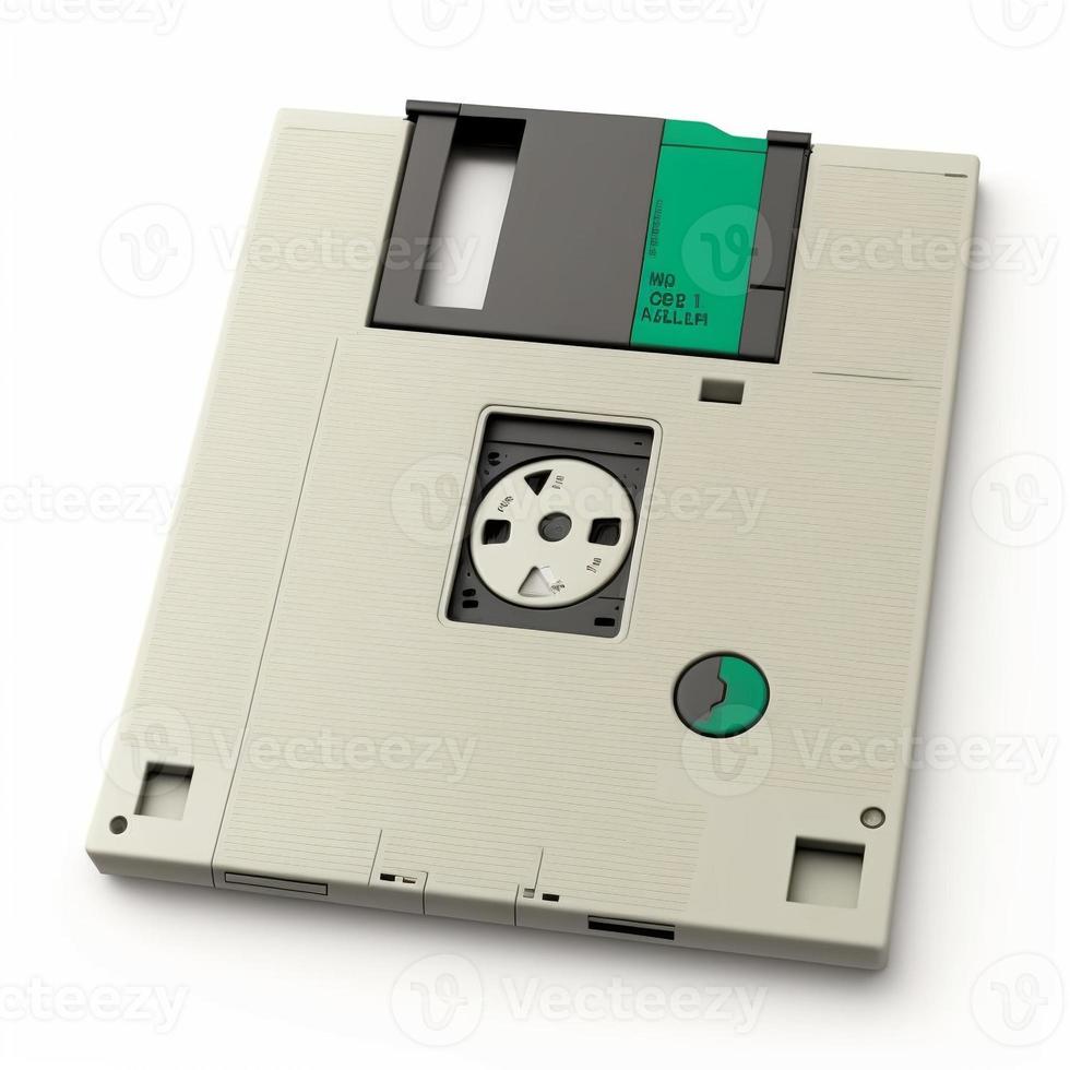 Antique computer floppy disk, background. AI photo