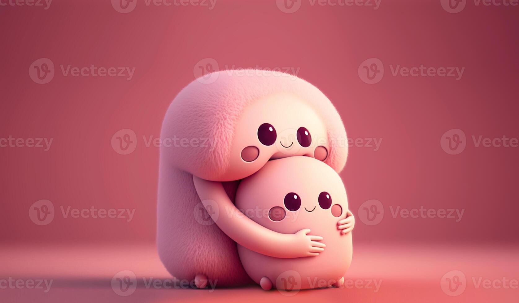 Lovely creatures embrace. Mothers hugs. Friendship. Cute abstract characters photo