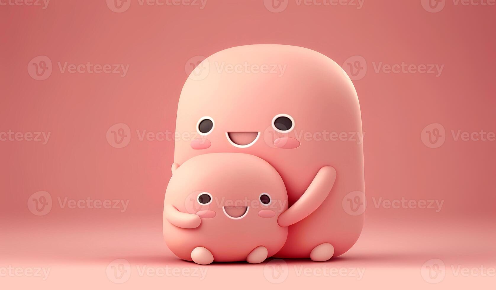 Lovely creatures embrace. Mothers hugs. Friendship. Cute abstract characters photo