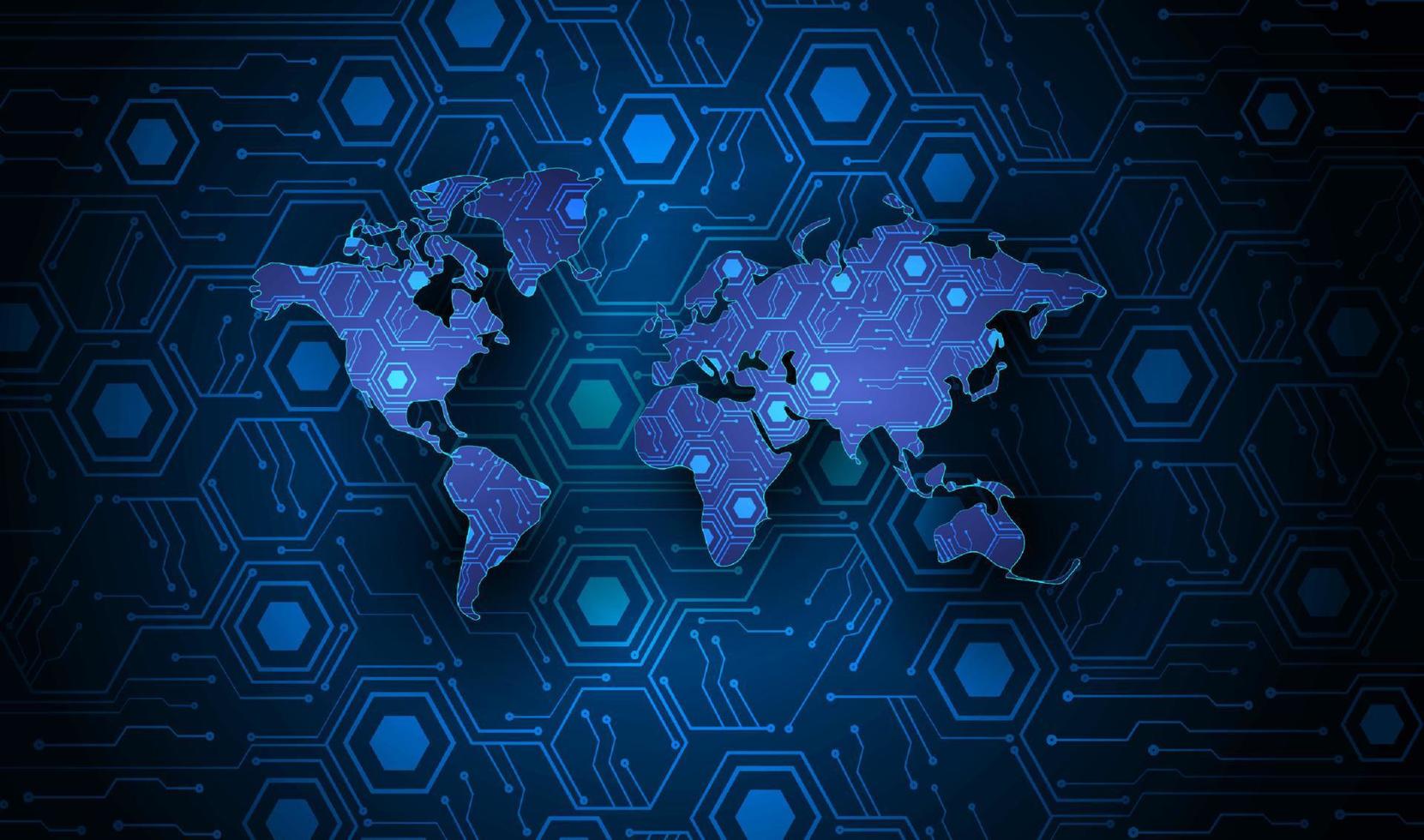 Modern World Map Holograph on Technology Background vector