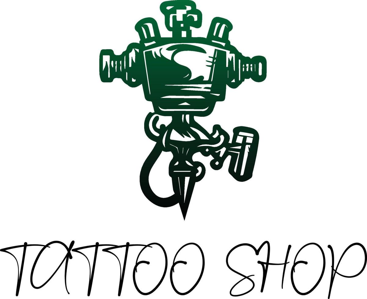 tatuaje tienda logo modelo para tatuaje salón con giratorio máquina vector