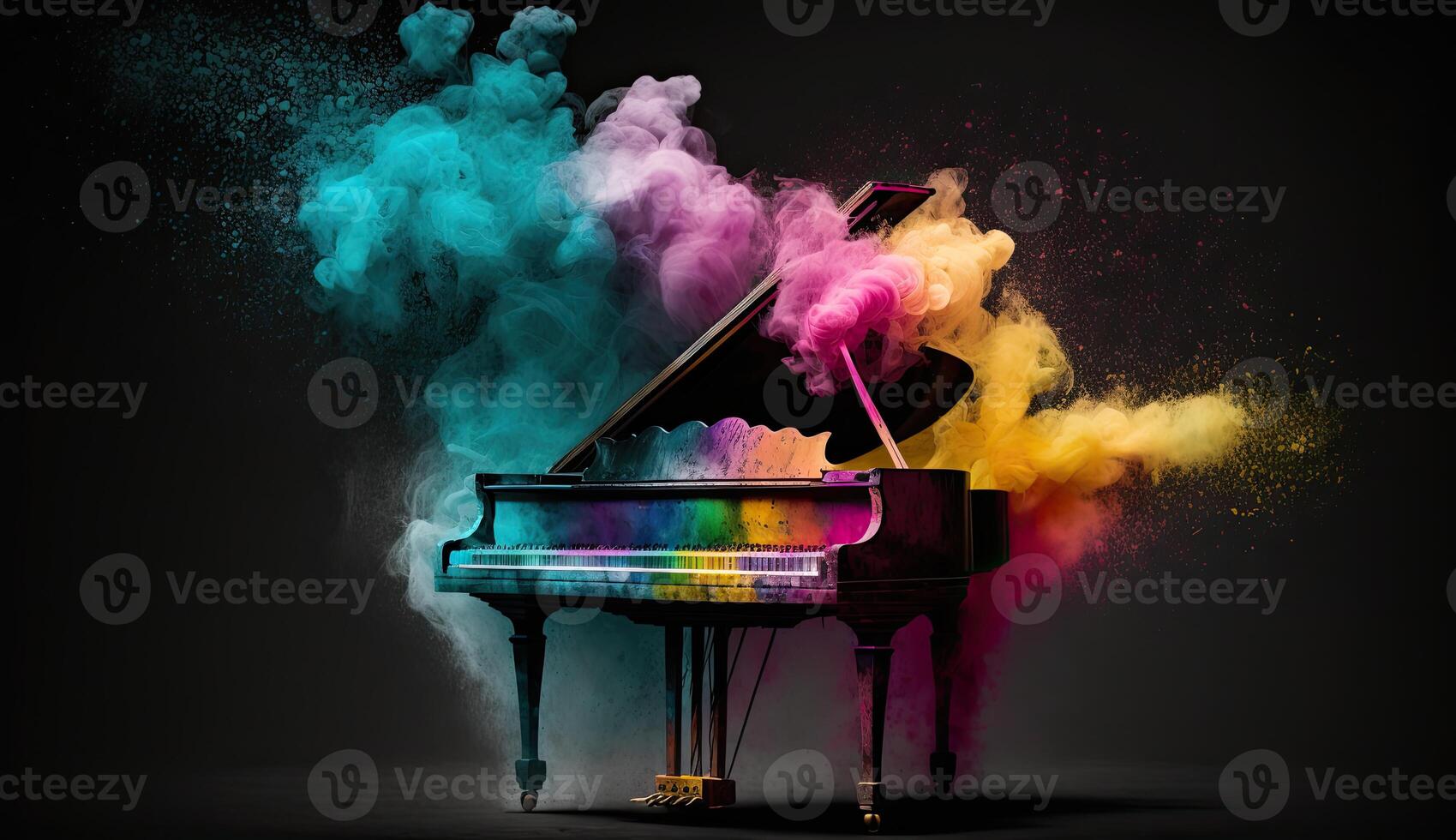 piano foto hecho de vistoso polvo nubes