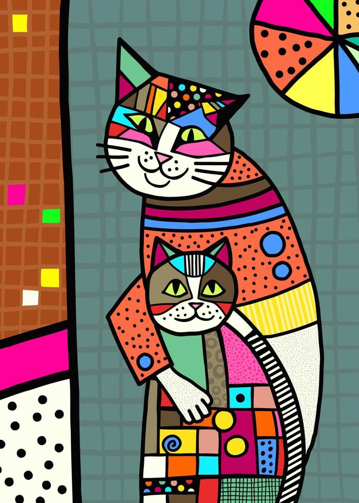 Patchwork Parenting Family Cat Life vector