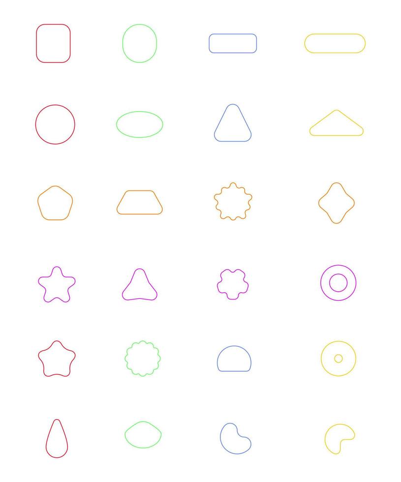 Round Shape Outline Design Element. Vector Set