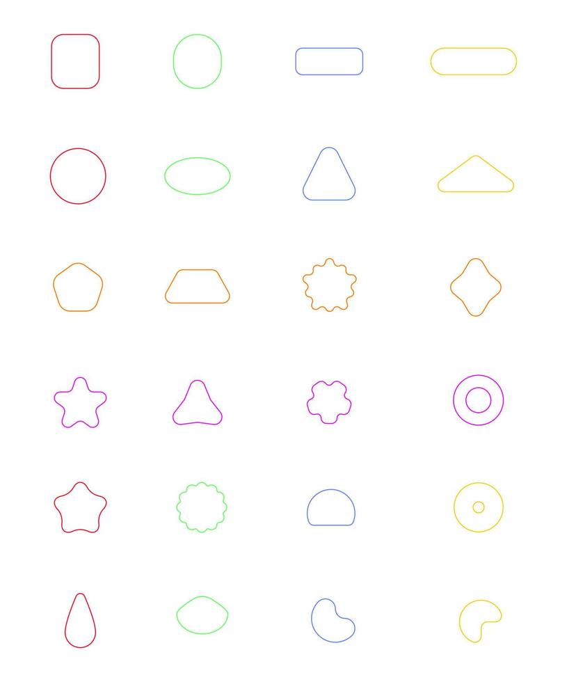 Round Shape Outline Design Element. Vector Set