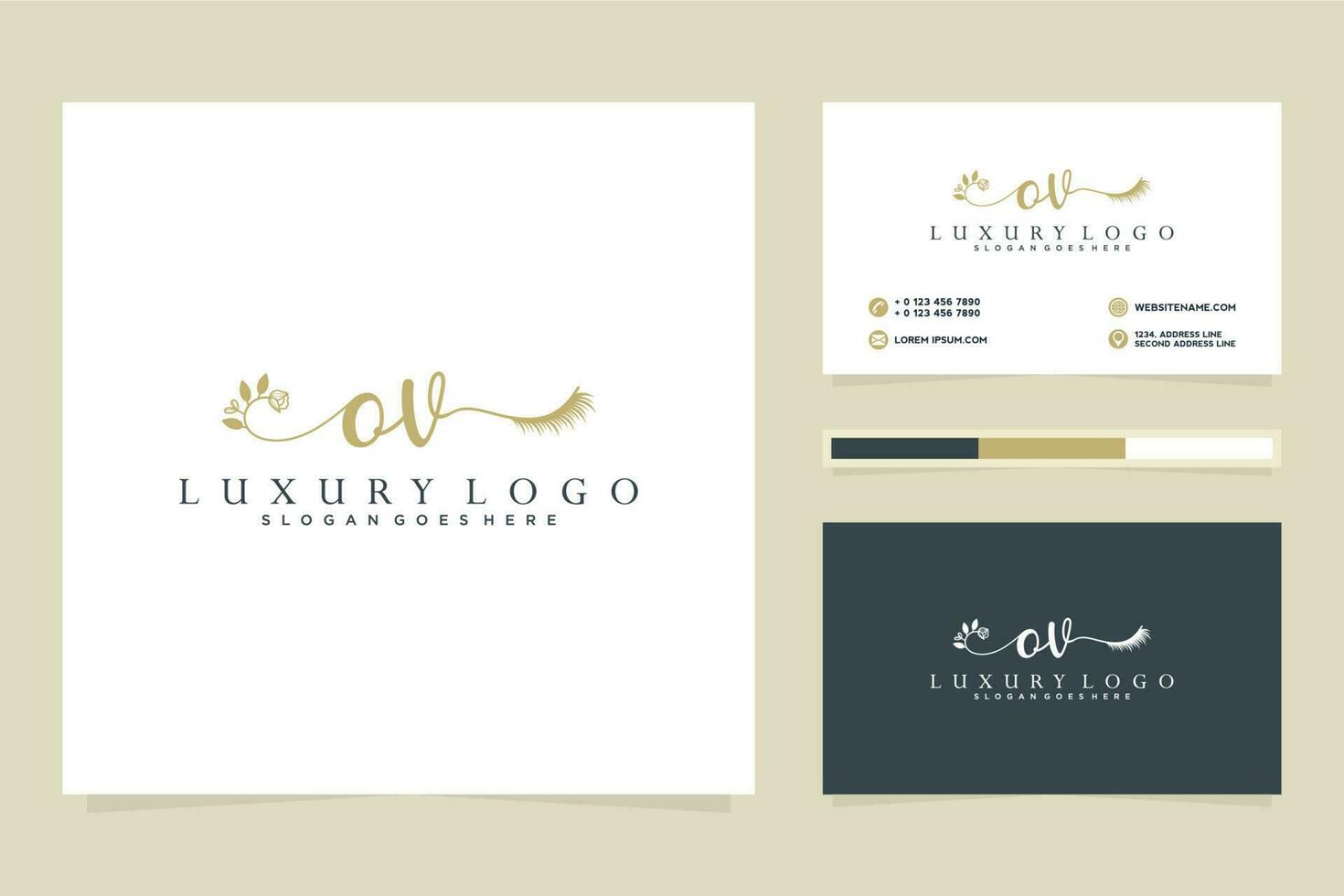 Initial OV Feminine logo collections and business card template Premium Vector