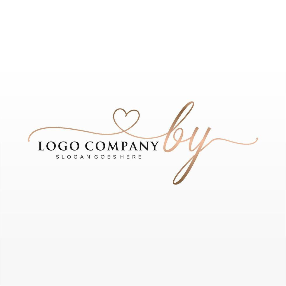 Initial BY feminine logo collections template. handwriting logo of initial signature, wedding, fashion, jewerly, boutique, floral and botanical with creative template for any company or business. vector