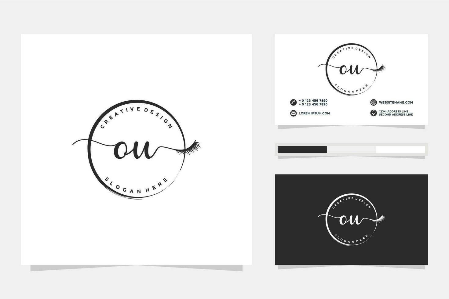 Initial OU Feminine logo collections and business card template Premium Vector