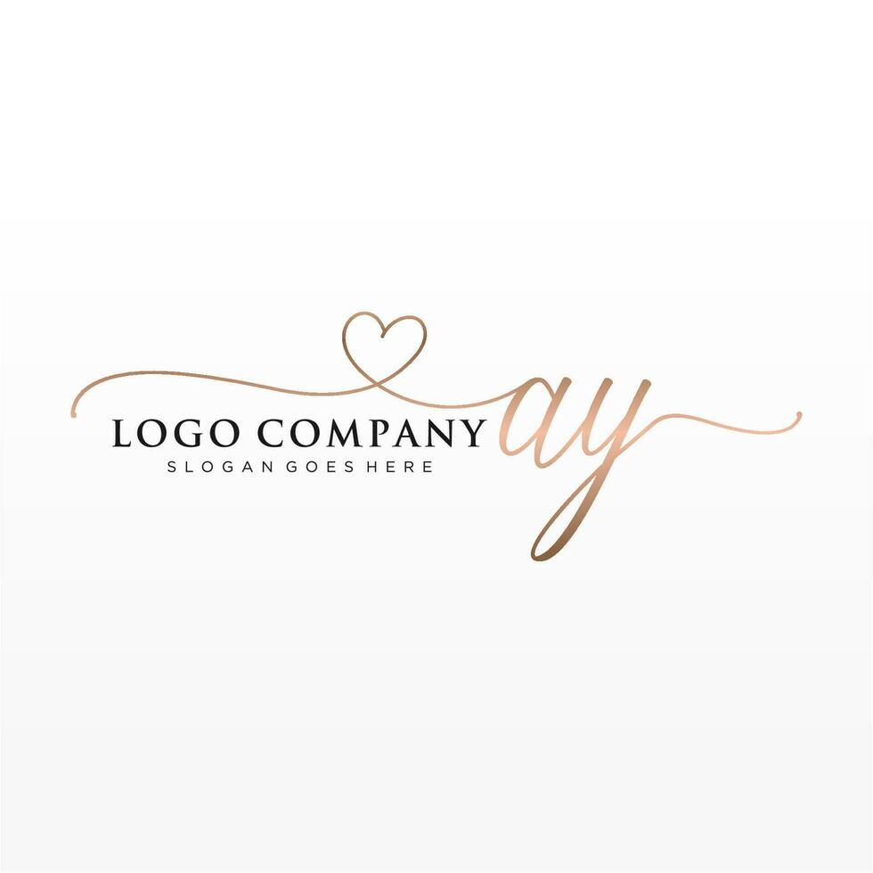 Initial AY feminine logo collections template. handwriting logo of initial signature, wedding, fashion, jewerly, boutique, floral and botanical with creative template for any company or business. vector