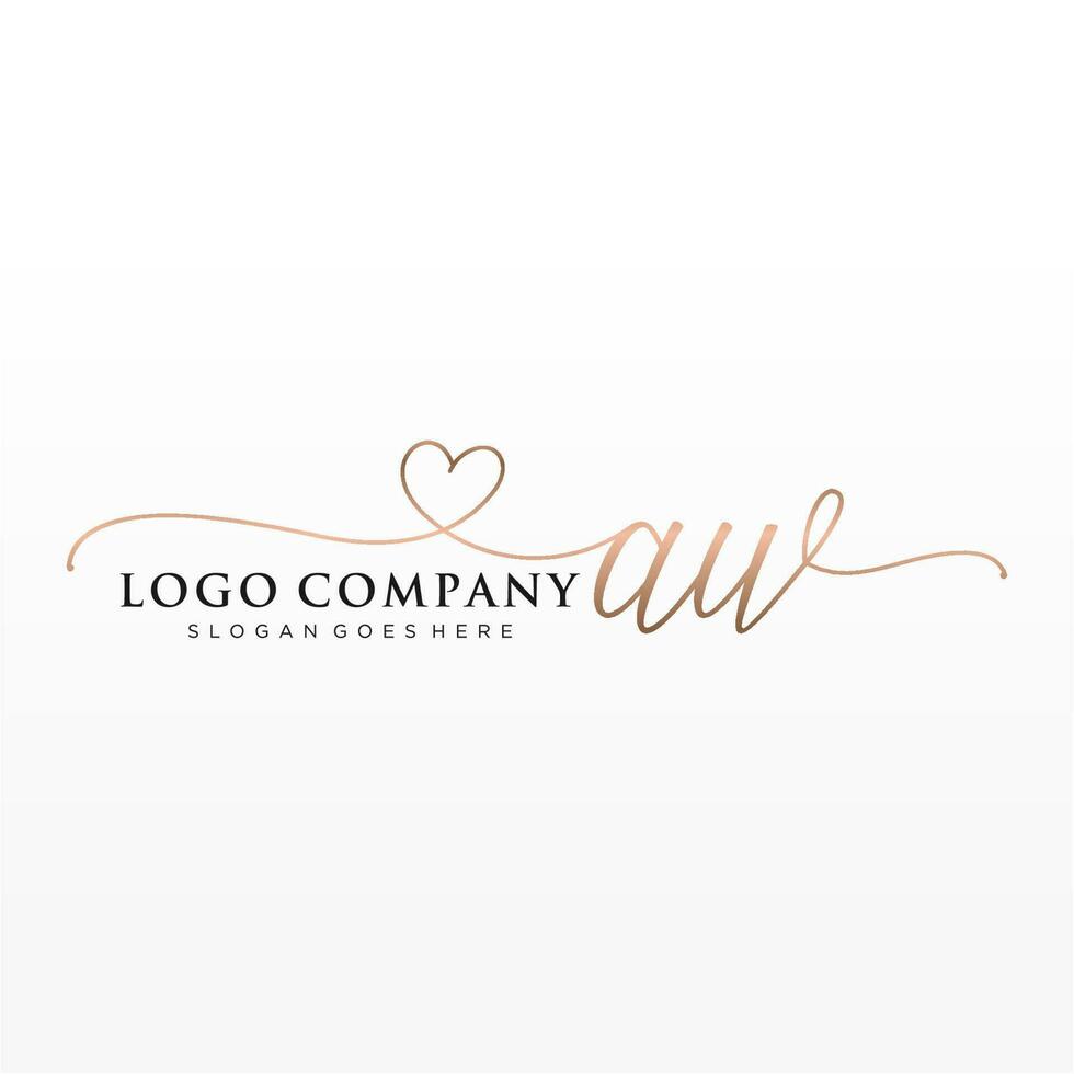 Initial AW feminine logo collections template. handwriting logo of initial signature, wedding, fashion, jewerly, boutique, floral and botanical with creative template for any company or business. vector