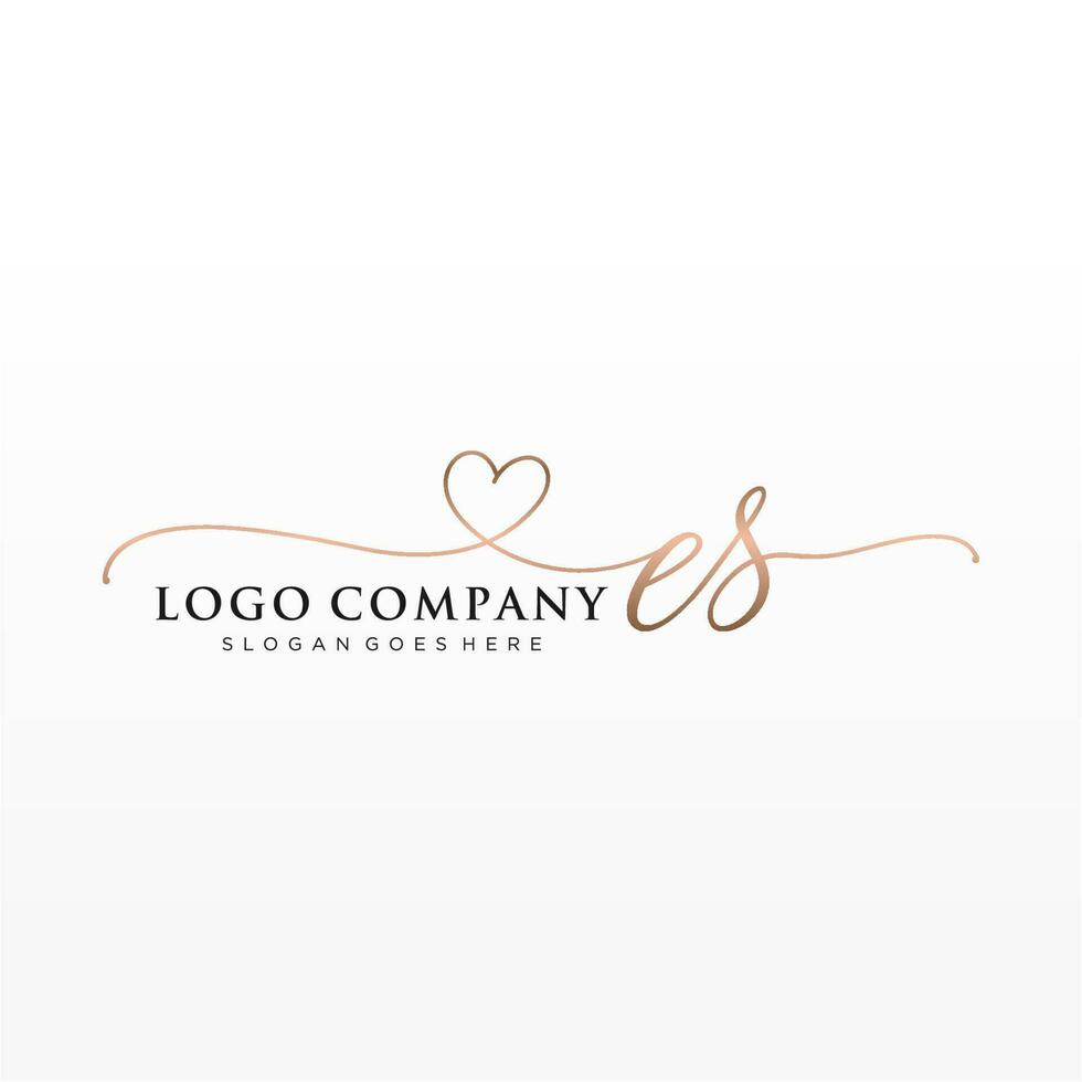 Initial ES feminine logo collections template. handwriting logo of initial signature, wedding, fashion, jewerly, boutique, floral and botanical with creative template for any company or business. vector