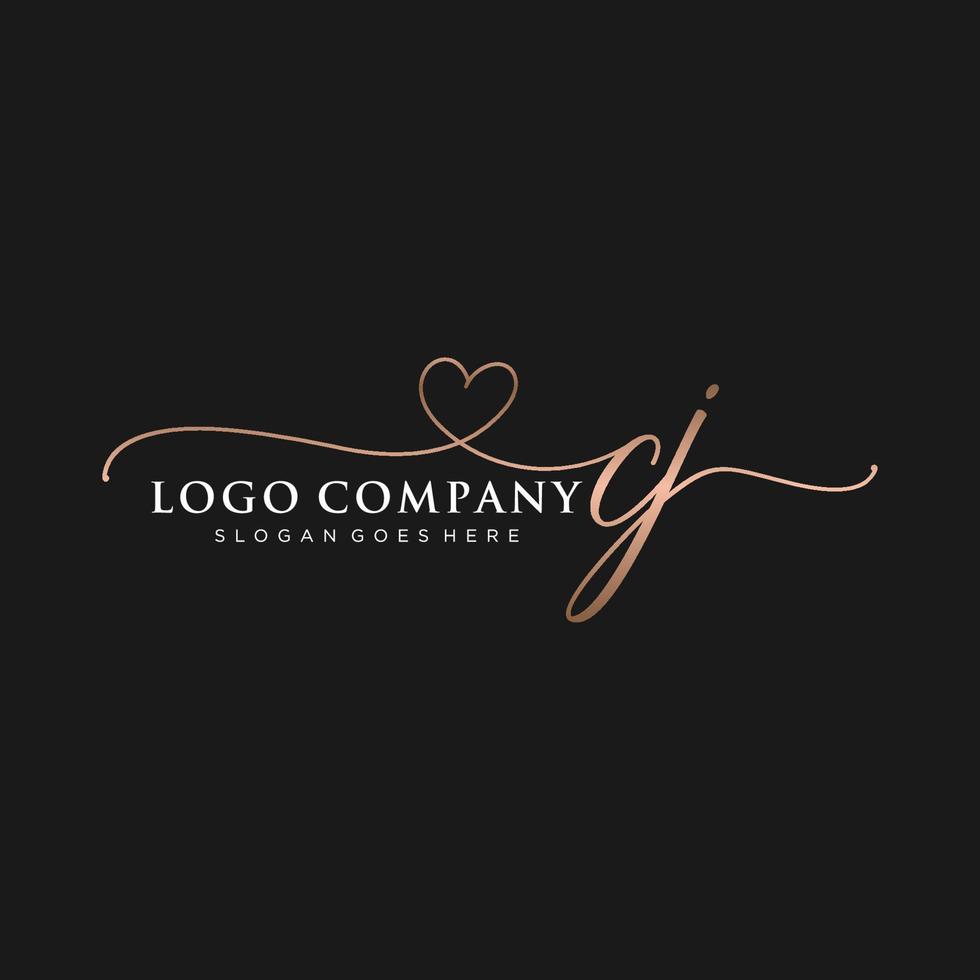 Initial CJ feminine logo collections template. handwriting logo of initial signature, wedding, fashion, jewerly, boutique, floral and botanical with creative template for any company or business. vector