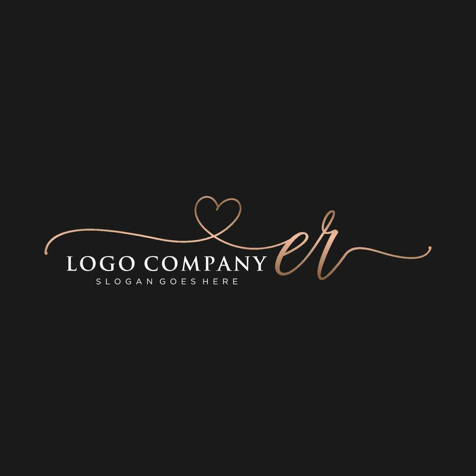 Initial ER feminine logo collections template. handwriting logo of initial signature, wedding, fashion, jewerly, boutique, floral and botanical with creative template for any company or business. vector