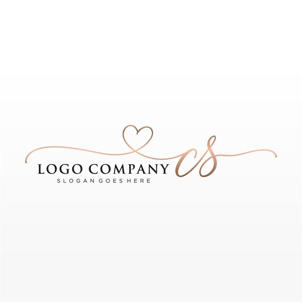 Initial CS feminine logo collections template. handwriting logo of initial signature, wedding, fashion, jewerly, boutique, floral and botanical with creative template for any company or business. vector