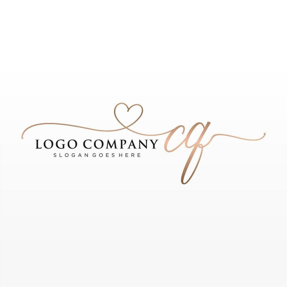 Initial CQ feminine logo collections template. handwriting logo of initial signature, wedding, fashion, jewerly, boutique, floral and botanical with creative template for any company or business. vector