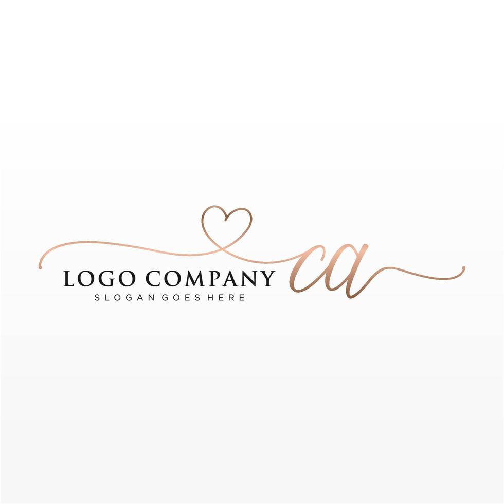 Initial CA feminine logo collections template. handwriting logo of initial signature, wedding, fashion, jewerly, boutique, floral and botanical with creative template for any company or business. vector