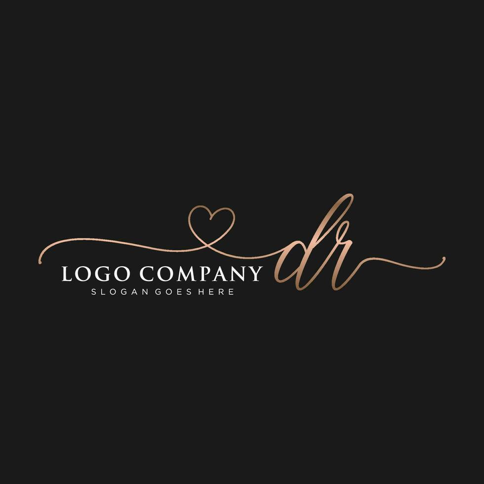 inicial Dr femenino logo colecciones modelo. escritura logo de inicial firma, boda, moda, joyería, boutique, floral y botánico con creativo modelo para ninguna empresa o negocio. vector