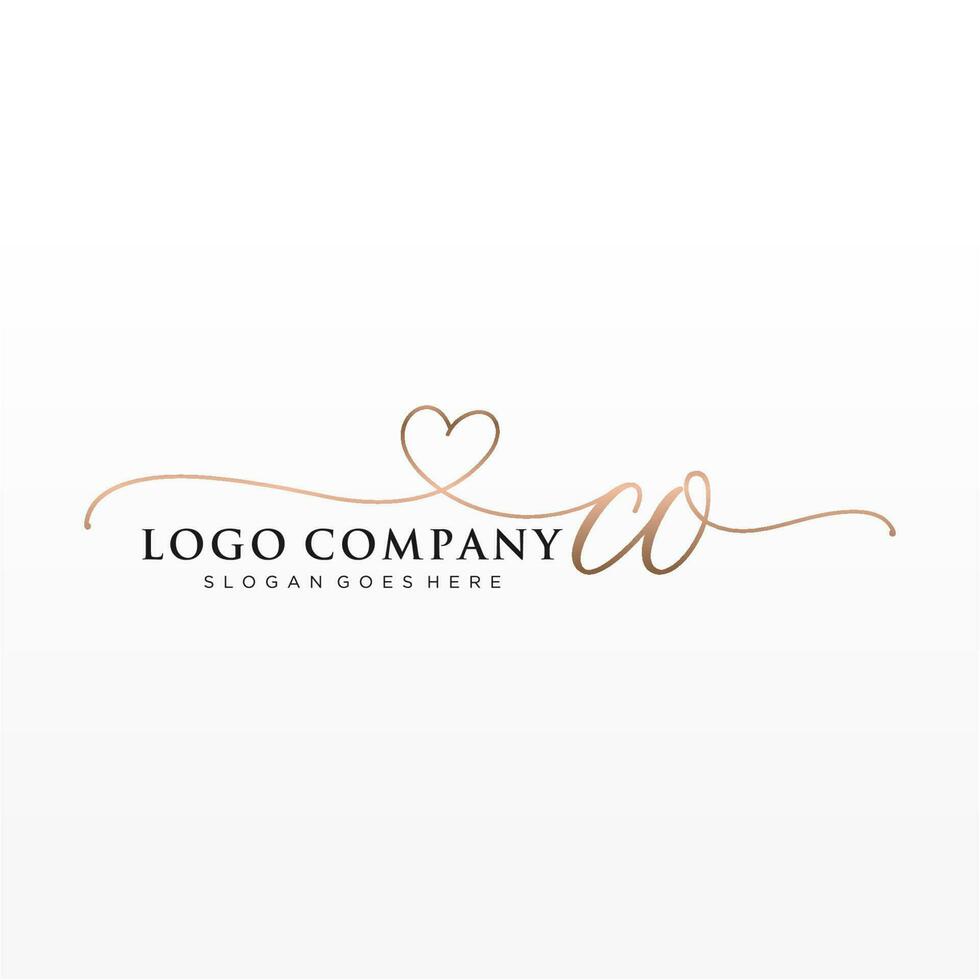 Initial CO feminine logo collections template. handwriting logo of initial signature, wedding, fashion, jewerly, boutique, floral and botanical with creative template for any company or business. vector